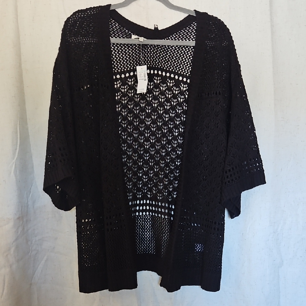 Maurices Black Open-Knit Cardigan